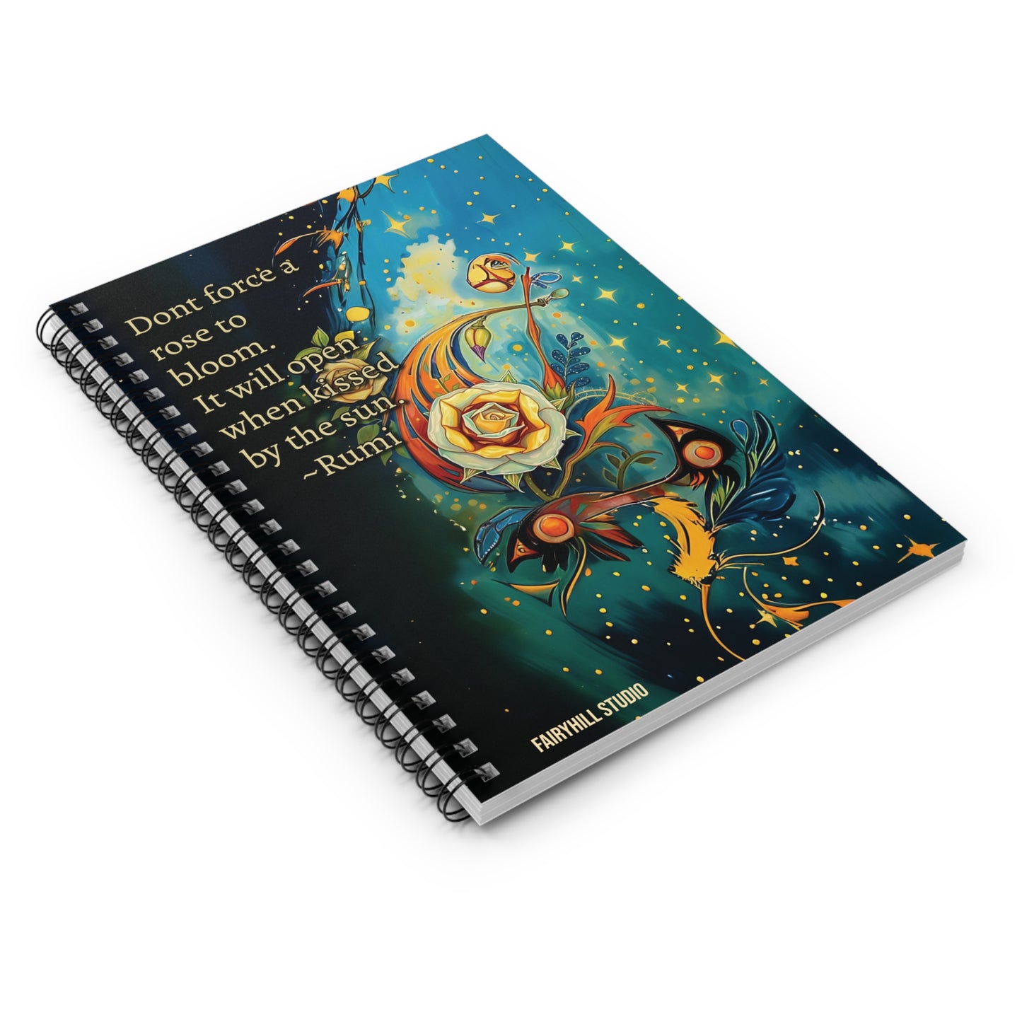 Ruled Line Spiral Notebook - Rumi Quote Art