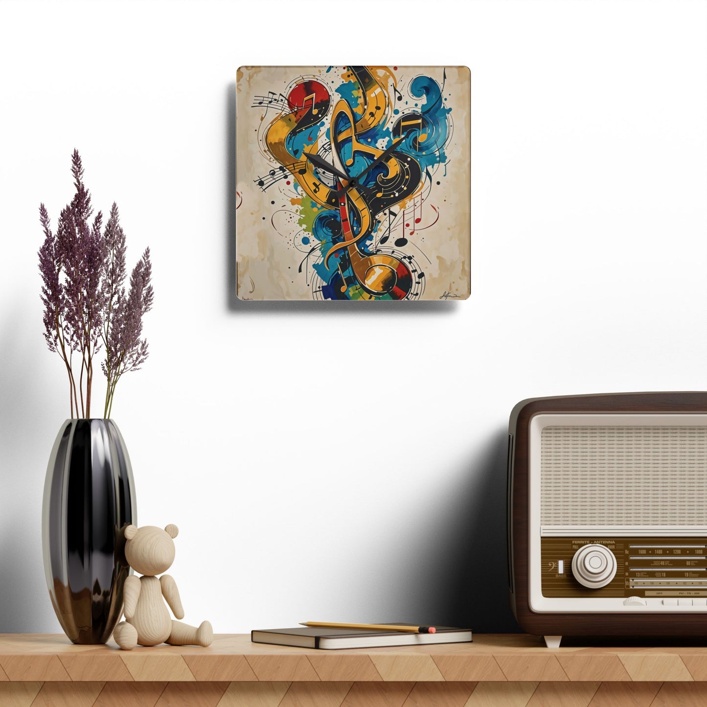 Music Notes Acrylic Wall Clock