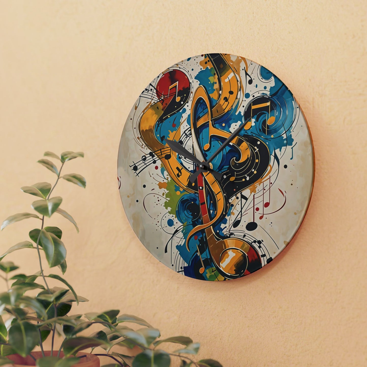 Music Notes Acrylic Wall Clock