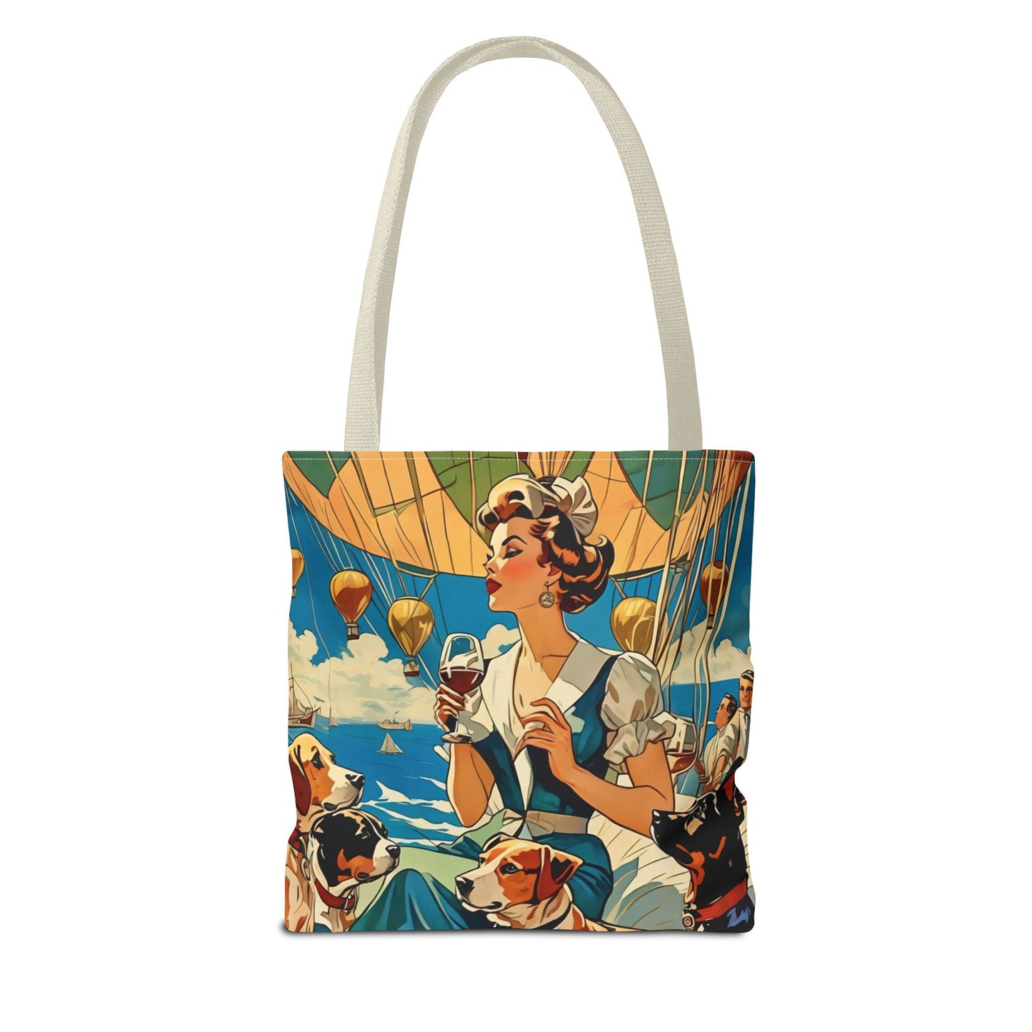 Vintage Hot Air Balloon Dog Lover Tote Bag