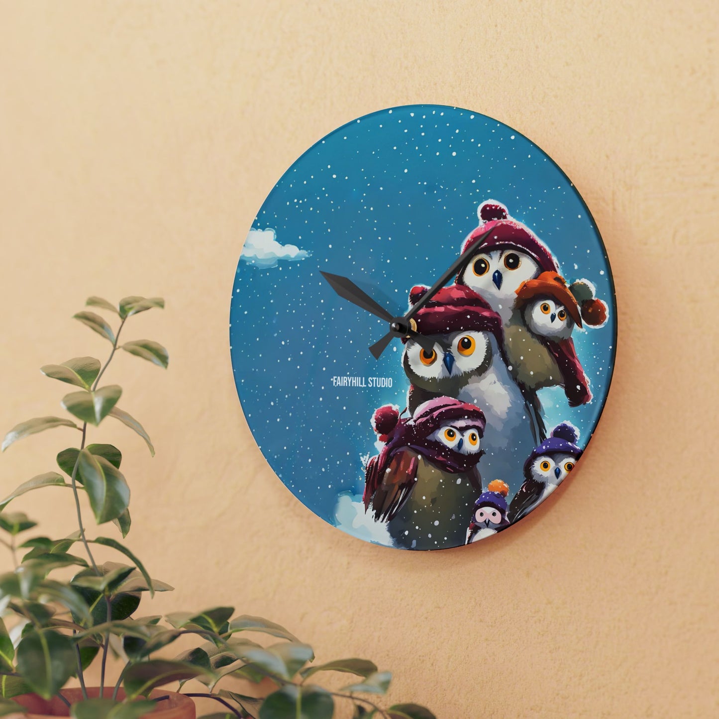 Acrylic Wall Clock Snow Penguins/Art