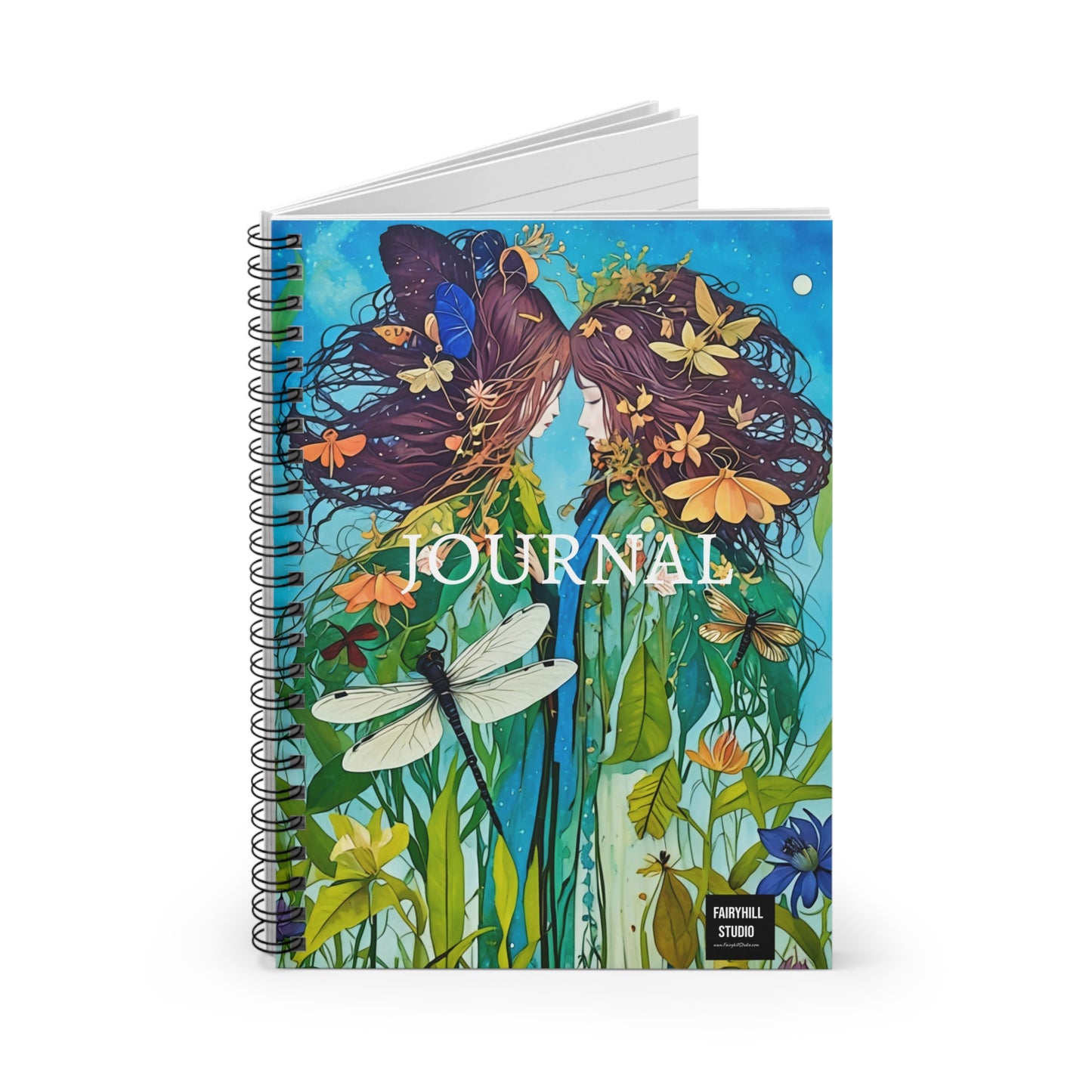 Journal - Fairy Hill Studio Two Sisters & The Dragonfly Art Spiral Notebook Ruled Line