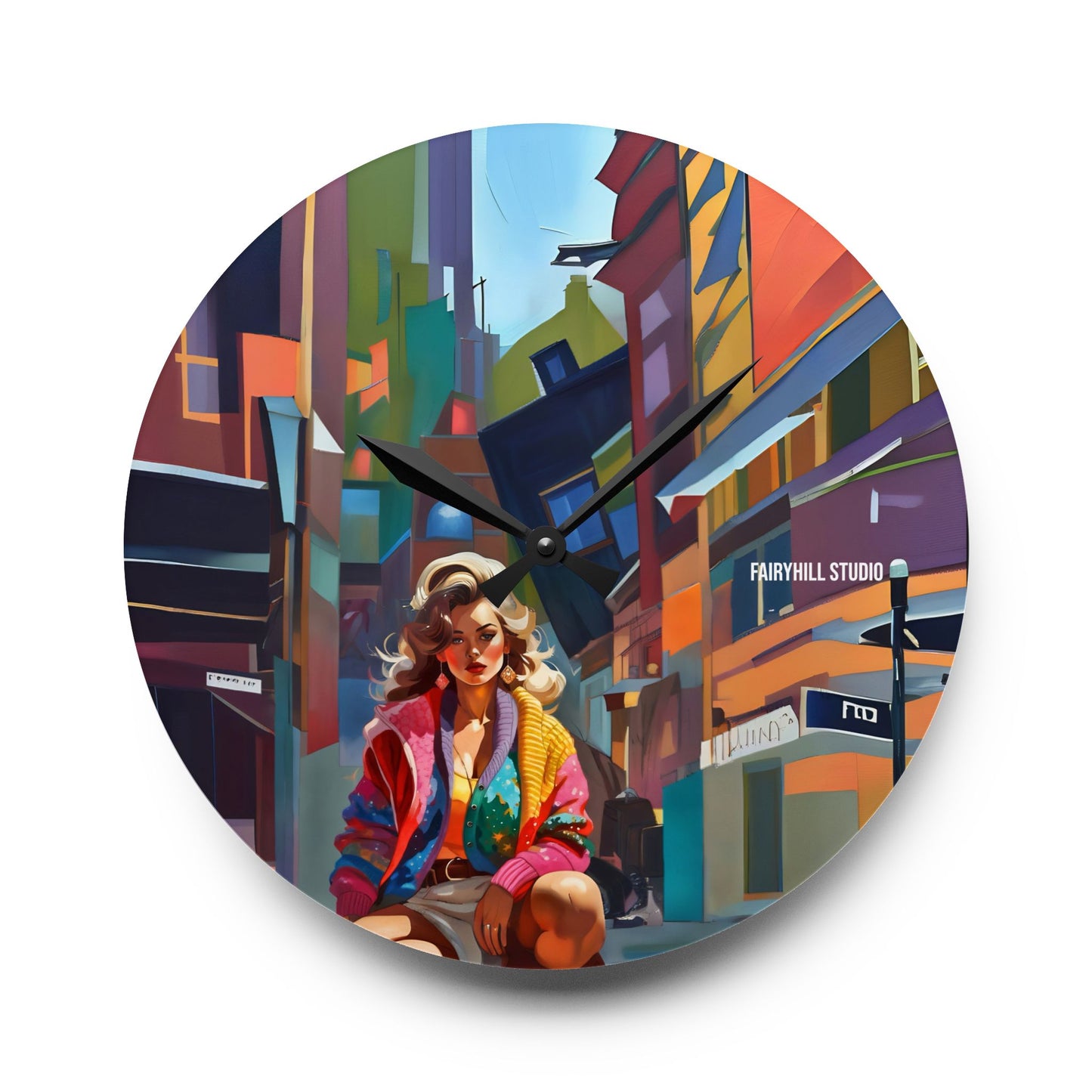 Wall Clock - 1980s Dancer in Colorful Clothing and Leggings