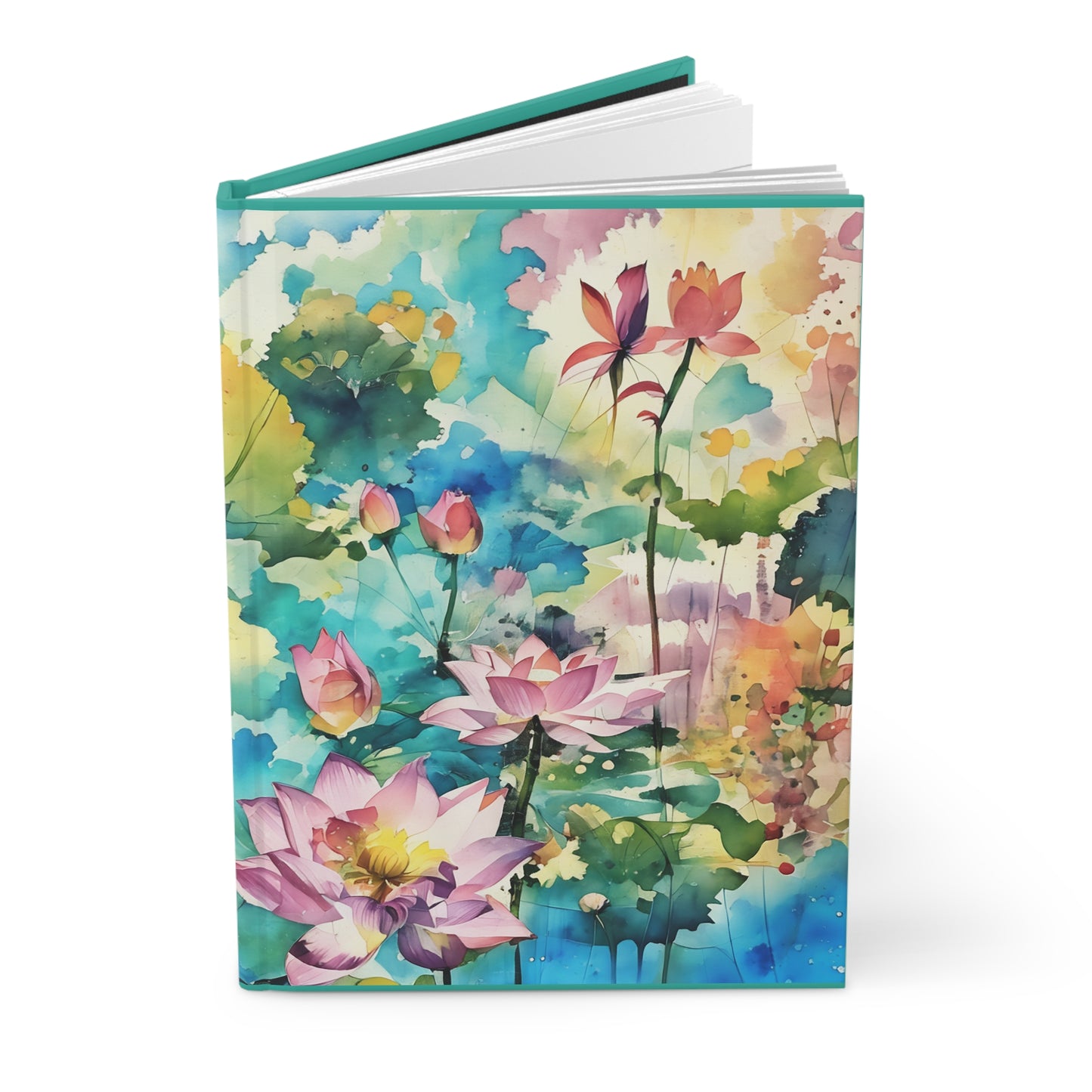 Hardcover Journal Matte - Monet's Pond Lotus Flowers Art by Fairyhill Studio
