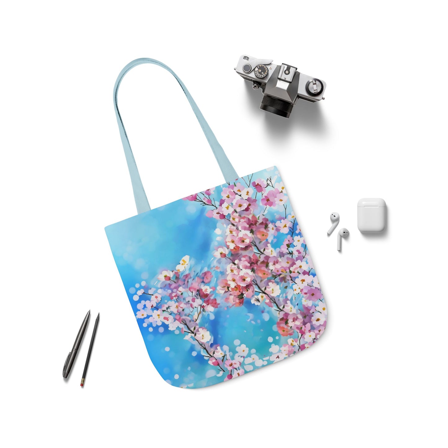 Colorful FairyHill Studio Sakura flowers Canvas Tote Bag - Perfect for Beach Days, Eco-Friendly Shopping, and Summer Fun!