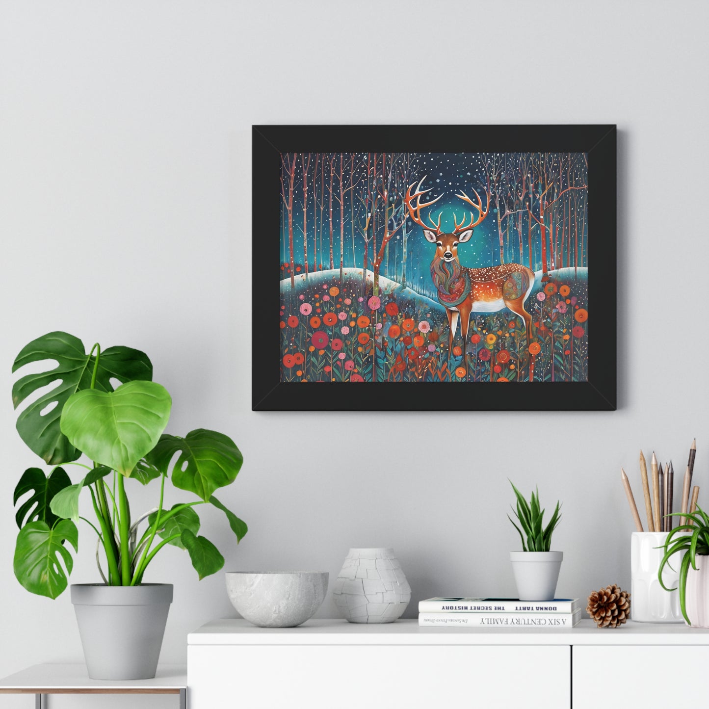 Framed Horizontal Magestic Deer  Poster Spiritual Rumi art Quote art by Fairyhill Studio