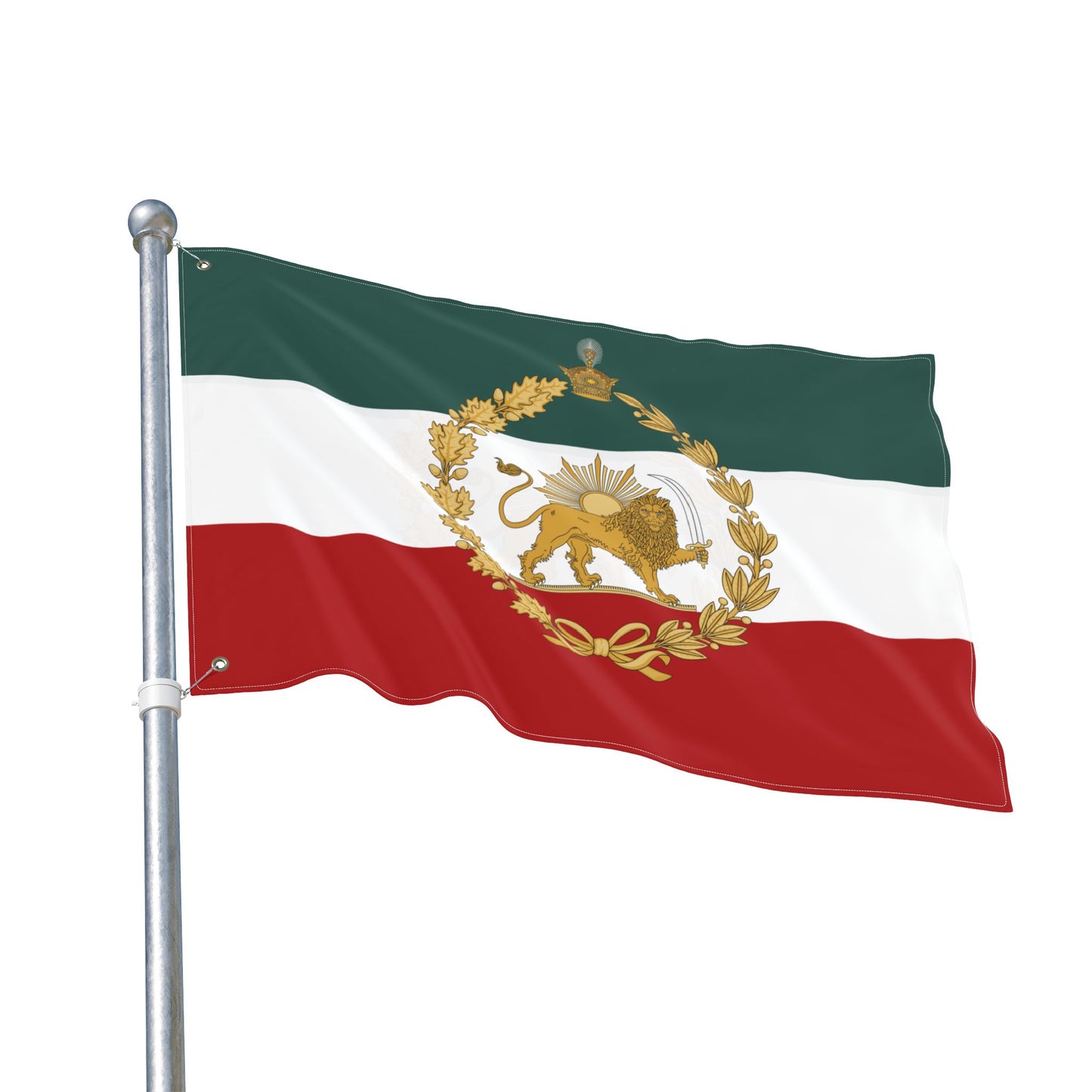 Imperial Iran Lion & Sun Flag with Pahlavi Crown and Golden Wreath (3x5 ft Double-Sided)