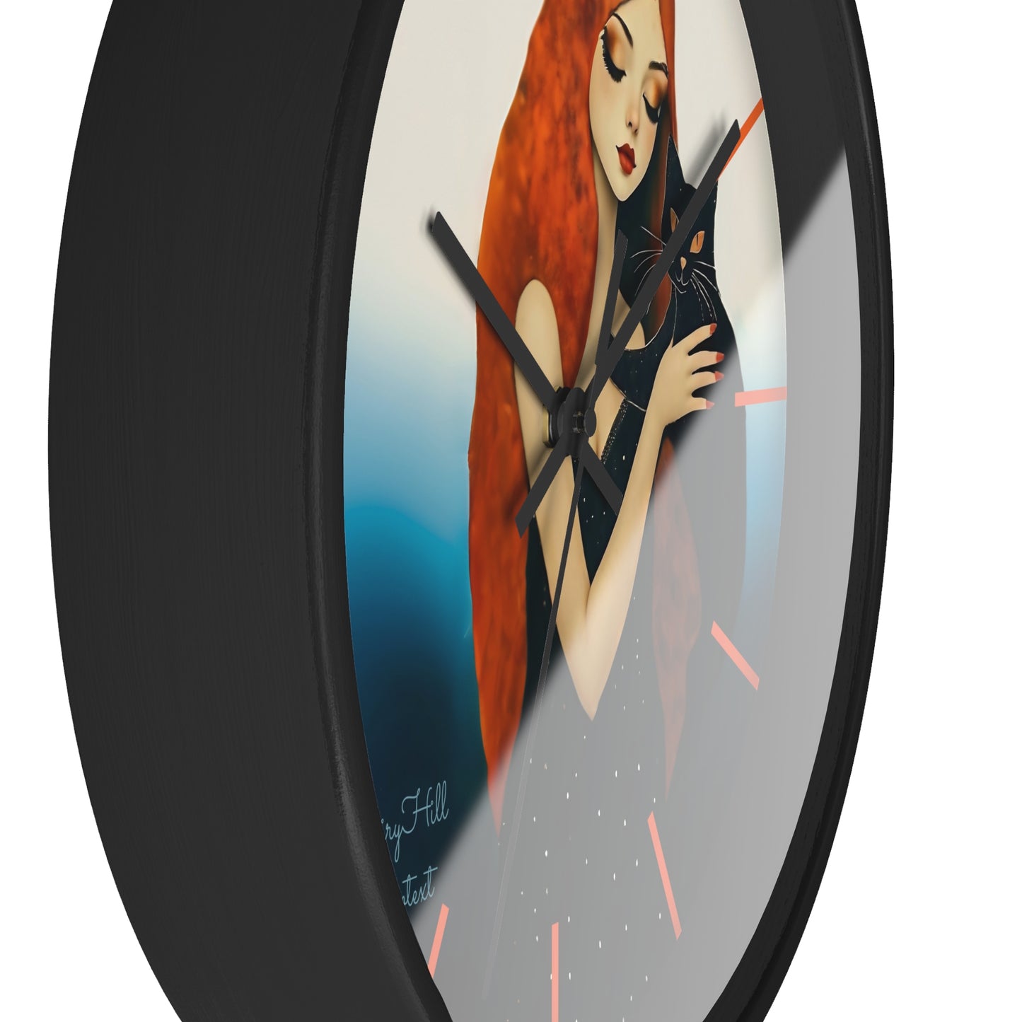 Whimsical Cat Embrace Wall Clock, Boho Home Decor, Cat Lover Gift, Cozy Living Room Accessory, Unique Cat Artwork