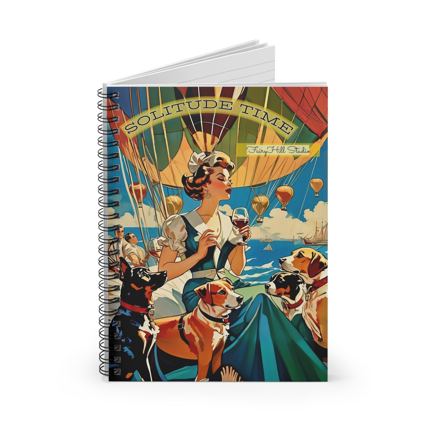 Spiral Notebook - Vintage Illustration Solitude Time Ruled Line