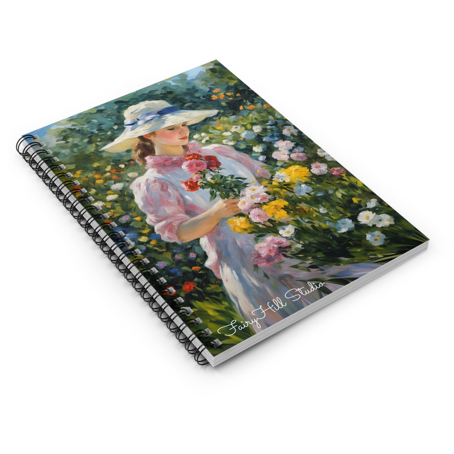 Spiral Notebook - Romantic Girl Monet Style Art
