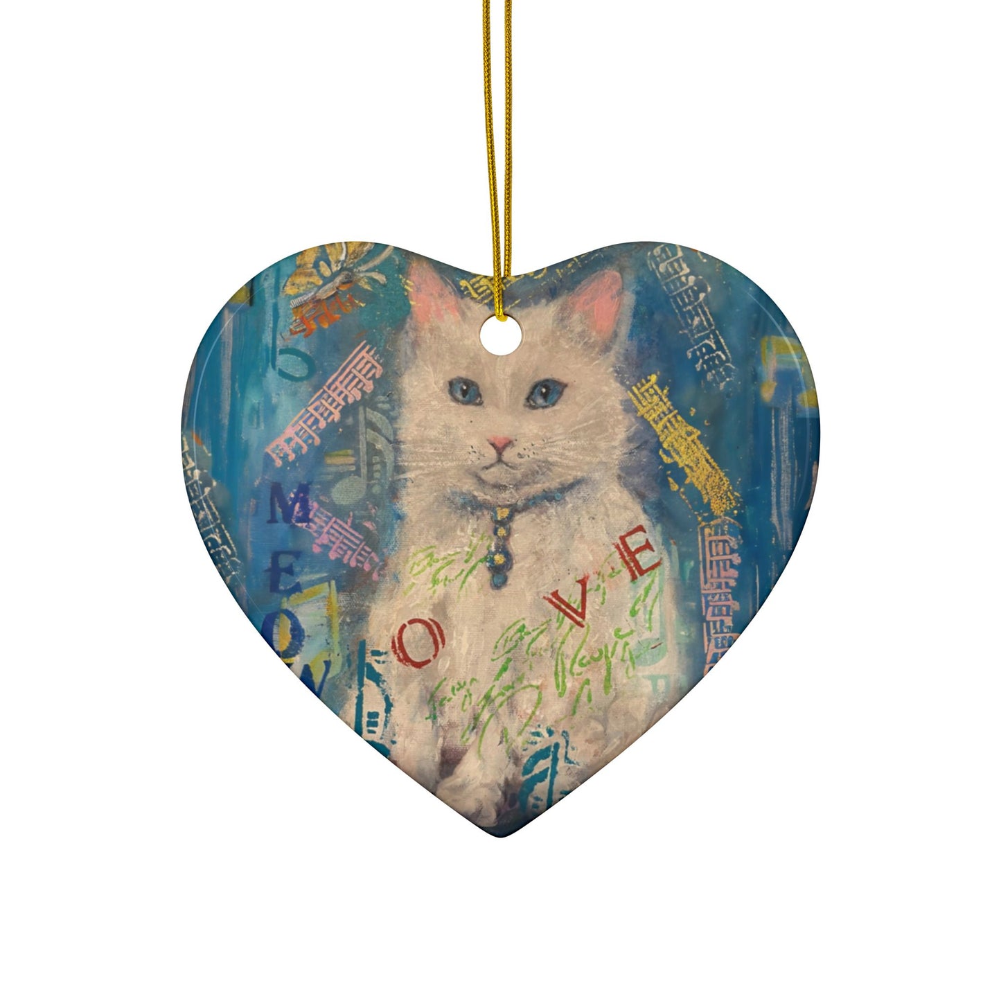 Ceramic Ornaments, Snowy Cat, 2-Side Print
