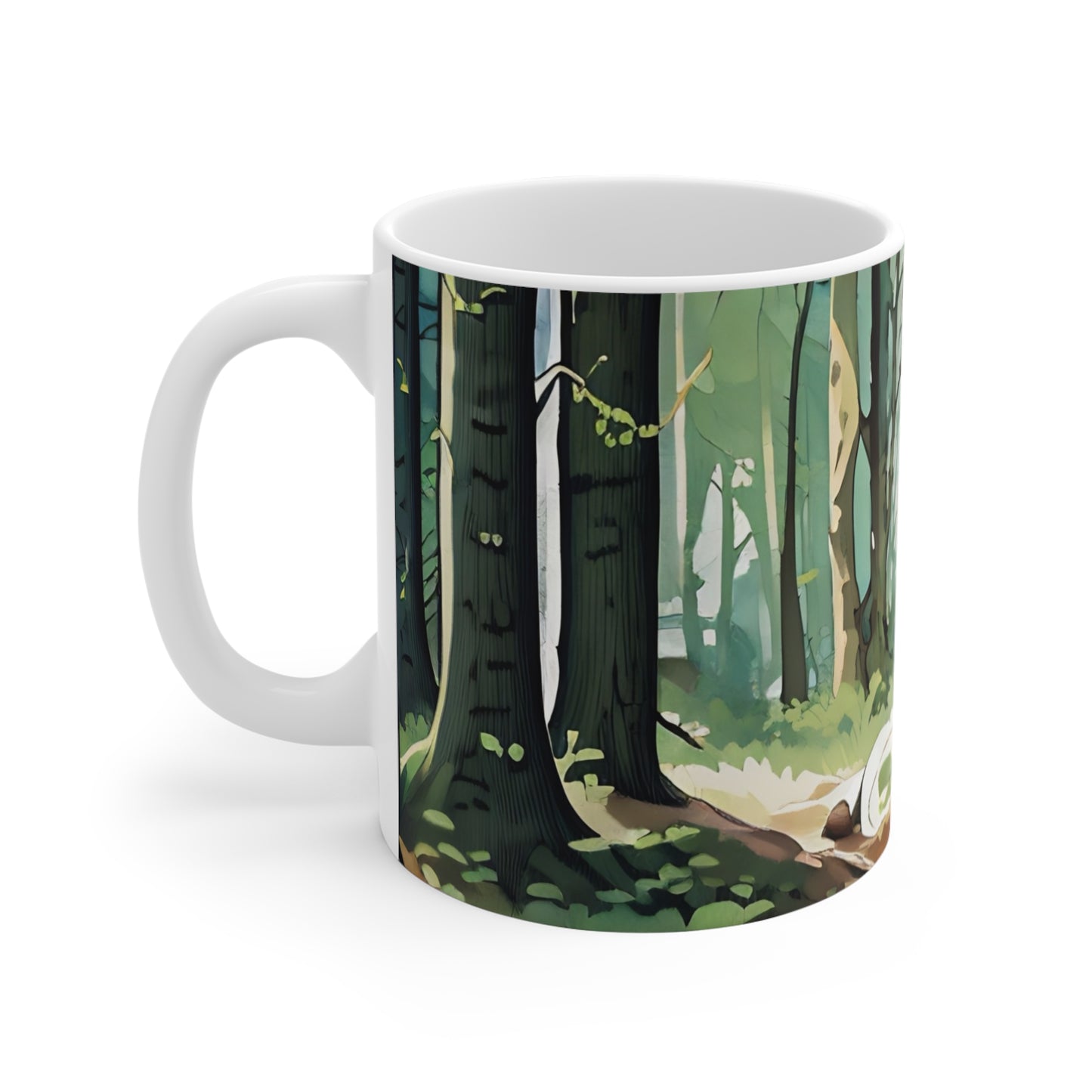 Mug: Angel Fairy and Cat Magical Forest Art by Fairyhill Studio