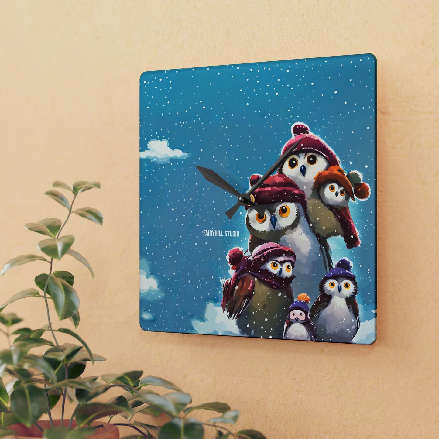Acrylic Wall Clock Snow Penguins/Art