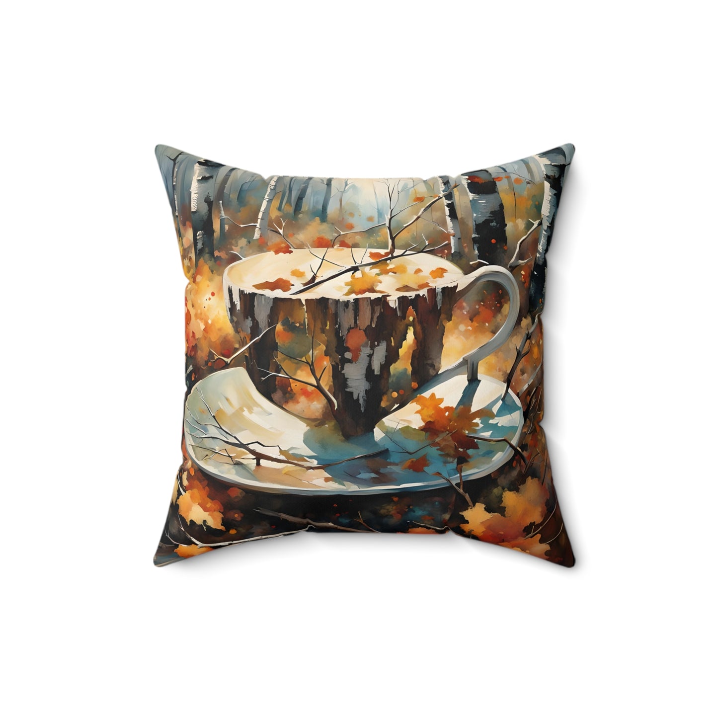 Coffee in Fall Square Pillow