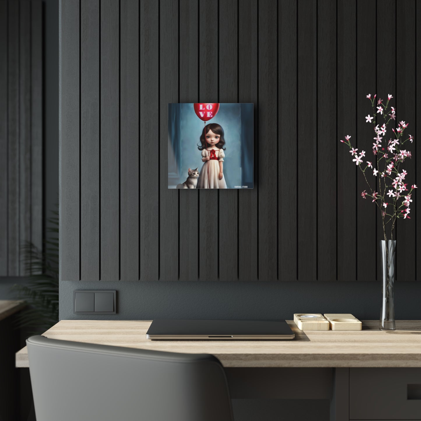FairyHill Studio Girl with a red balloon Love  Art Acrylic Print -
