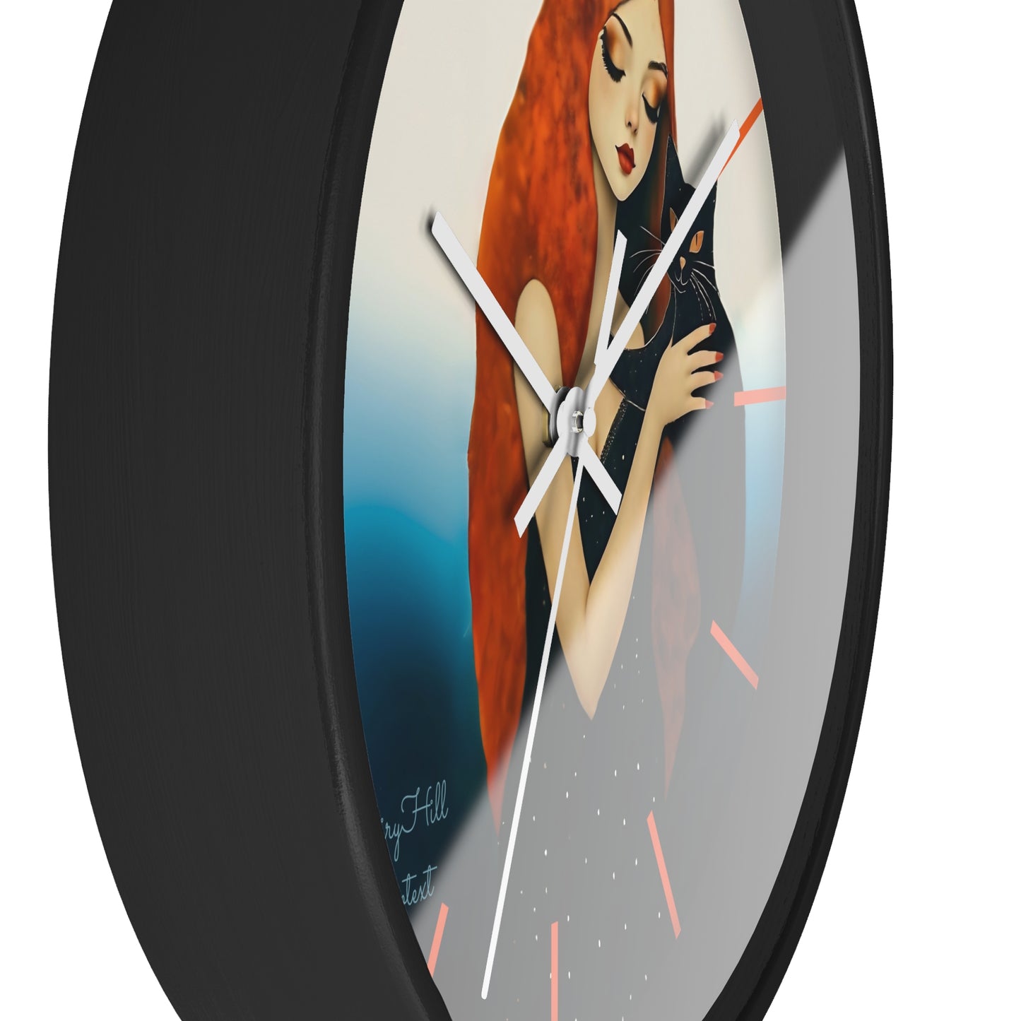 Whimsical Cat Embrace Wall Clock, Boho Home Decor, Cat Lover Gift, Cozy Living Room Accessory, Unique Cat Artwork