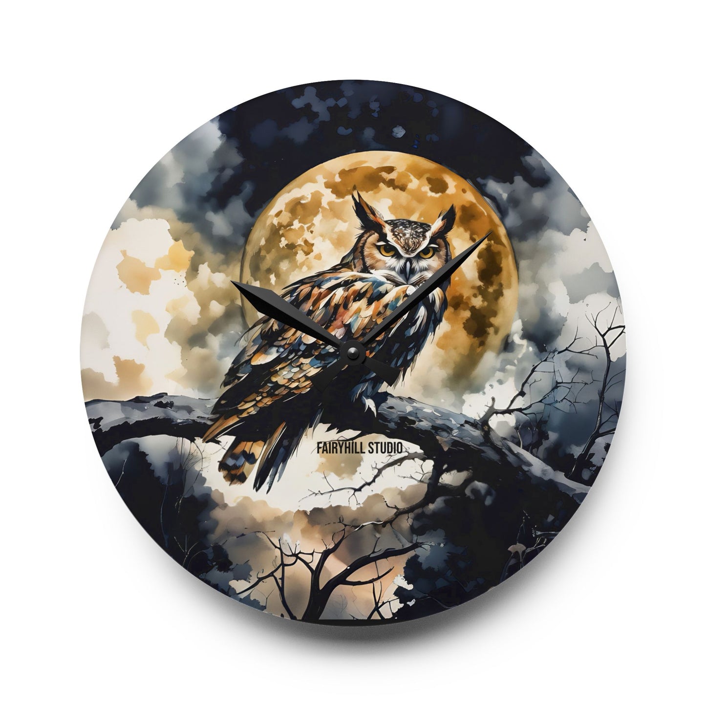 Acrylic Wall Clock Midnight Owl /Art