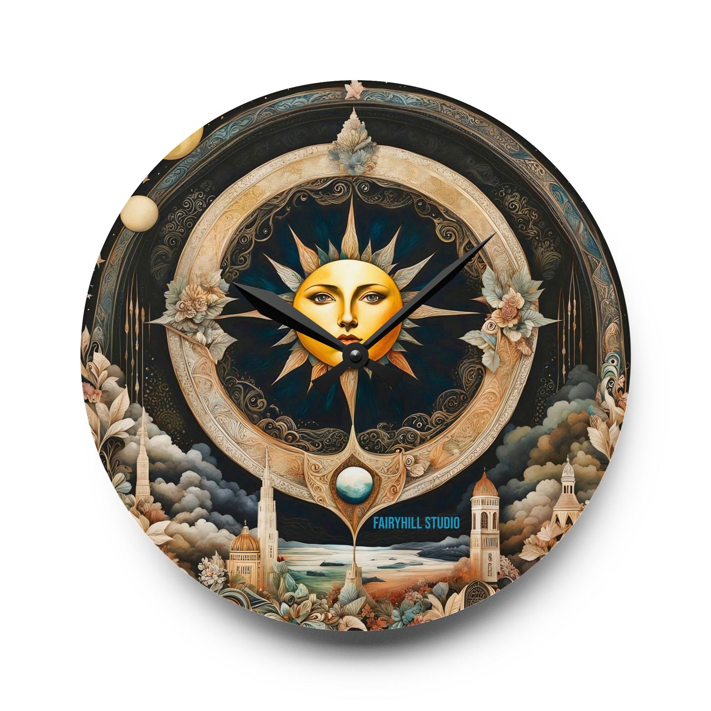 Acrylic Wall Clock -Moon and Stars/Art