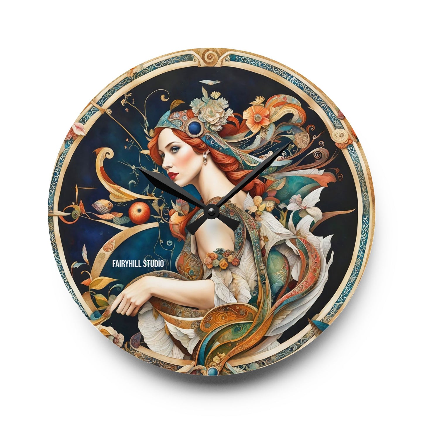 Sagittarius Acrylic Wall Clock - Horoscope/Art Featuring Archer Girl