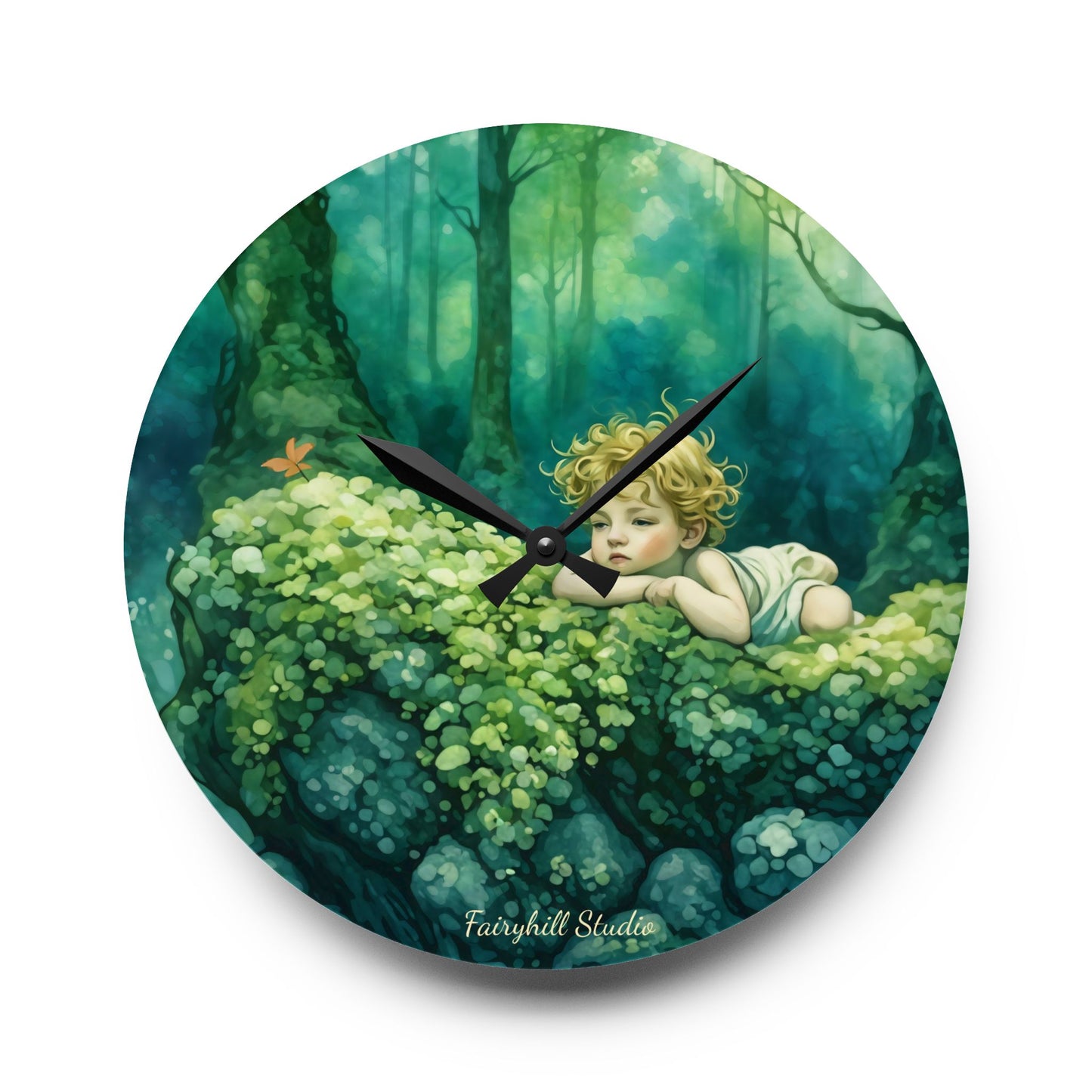 Cherub in the woods Wall clock  Gift   Acrylic Wall Clock
