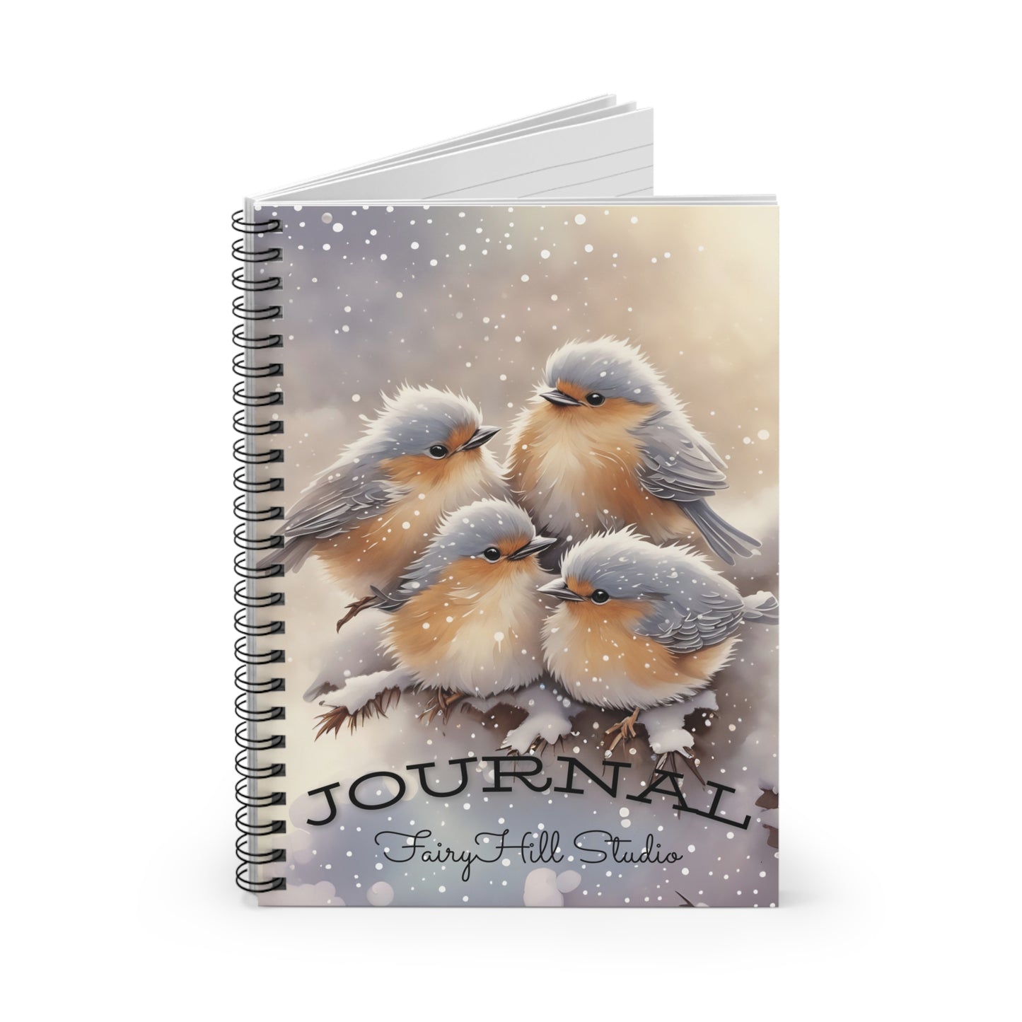 Spiral Notebook - Winter Birds Ruled Line Journal by Fairyhill studio