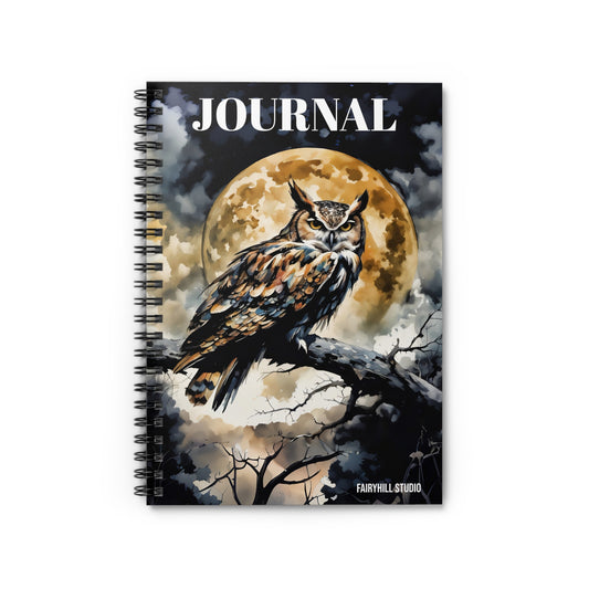 Spiral Notebook - Midnight Owl Art Design