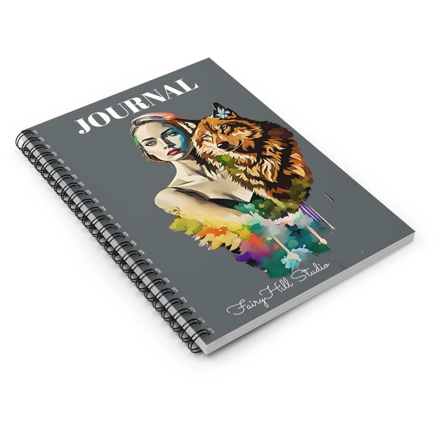 Spiral Notebook -Girl and the Spirit Animal Wolf