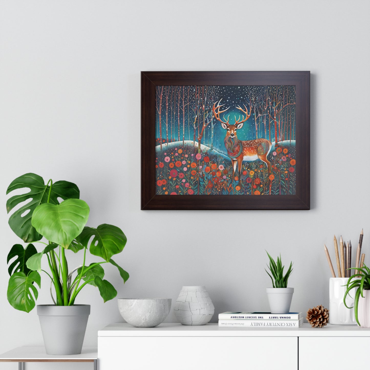 Framed Horizontal Magestic Deer  Poster Spiritual Rumi art Quote art by Fairyhill Studio