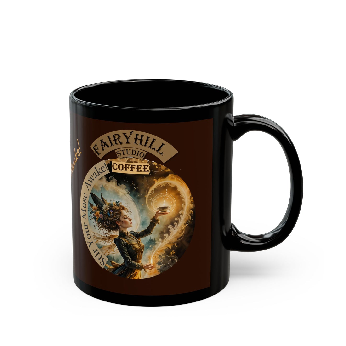 Coffee Mug - Fairy Hill Studio Stir Your Muse Awake Black Mug (11oz, 15oz)
