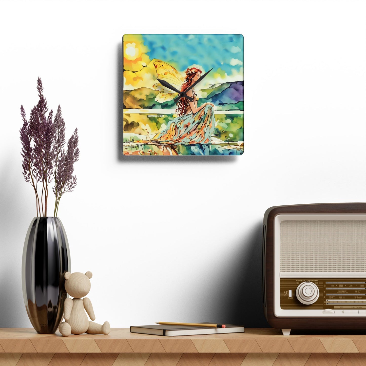 Acrylic Wall Clock - Water Fairy Watercolor Art