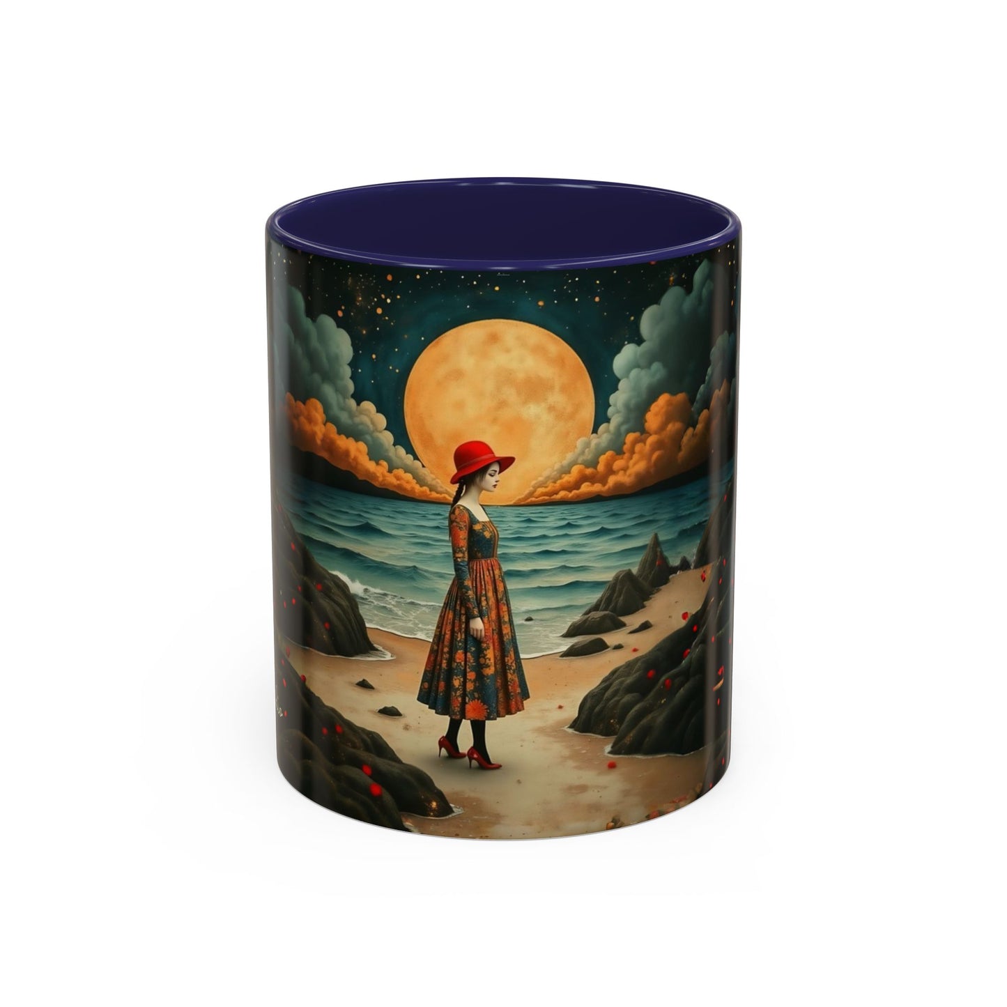 Moon girl wit red hat Art-Themed Coffee Mug - 11 & 15oz Accent Mug for Musroom  Fsiry Lovers