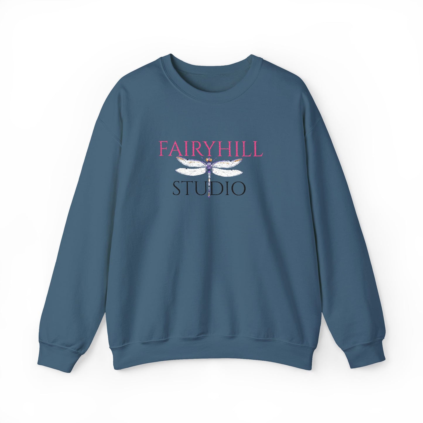 Fairyhill Studio Crewneck Sweatshirt — White Graphic Logo Pullover