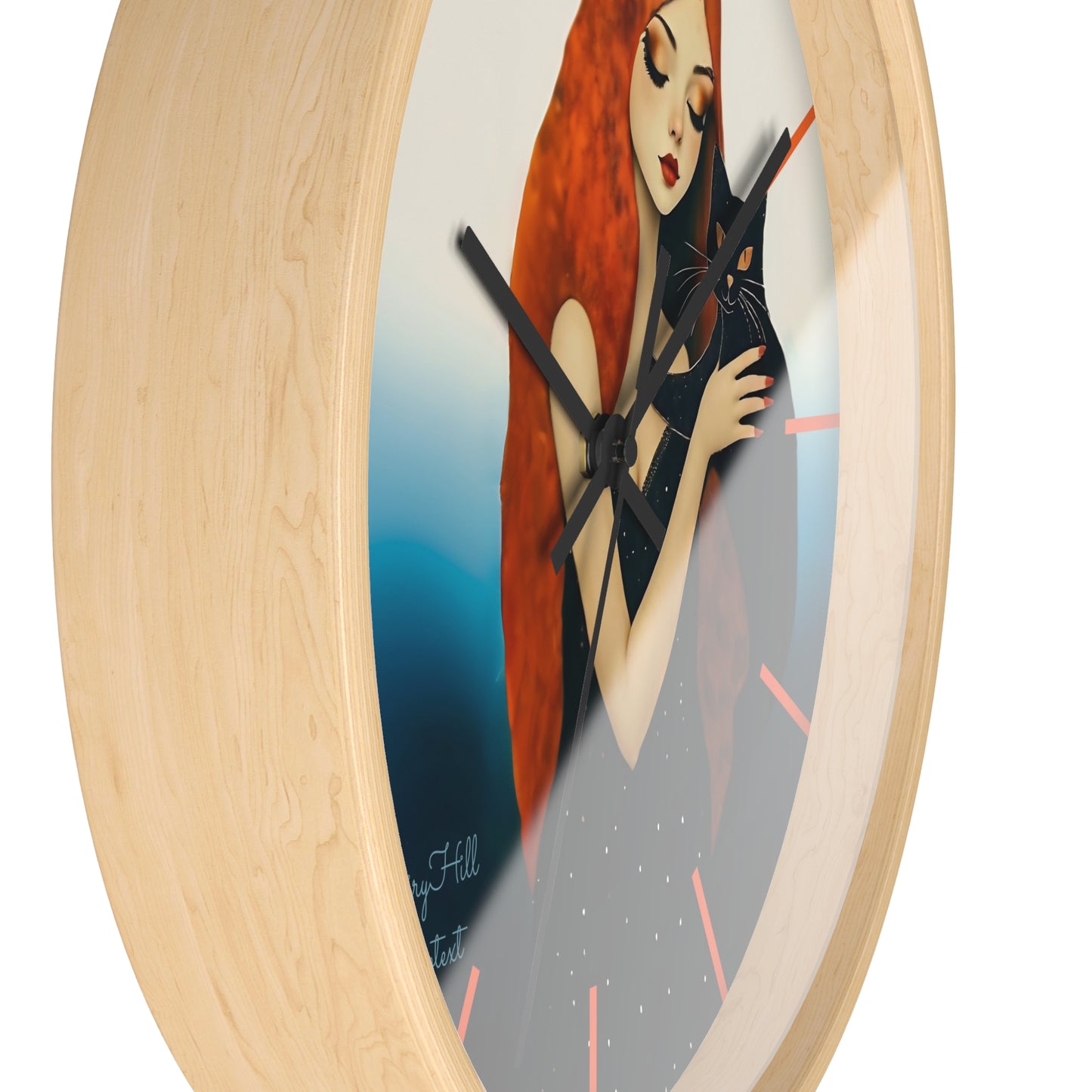 Whimsical Cat Embrace Wall Clock, Boho Home Decor, Cat Lover Gift, Cozy Living Room Accessory, Unique Cat Artwork