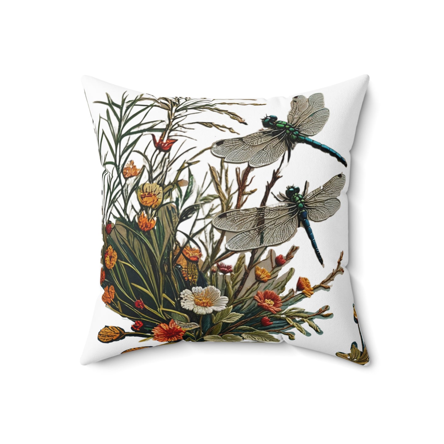 Throw Pillow - Dragonflies on a Blue Pond Art by Fairyhill Studio