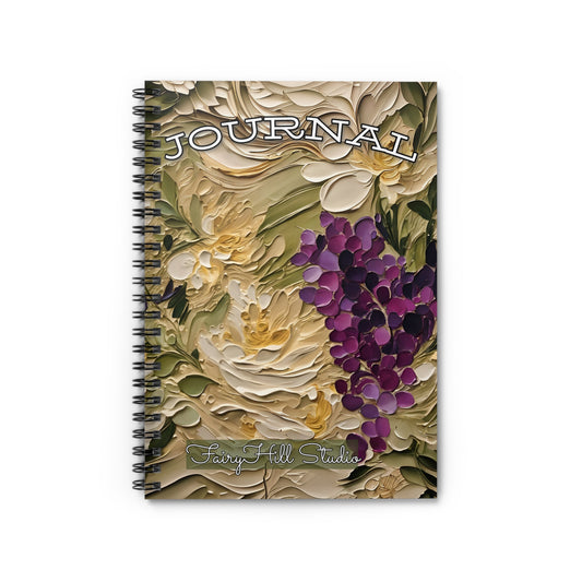 Spiral Notebook - Purple Grapes Impasto Art Ruled Line
