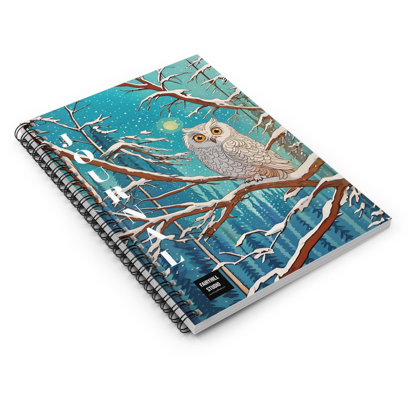 Spiral Notebook - Winter Owl Drawing - Ruled Line