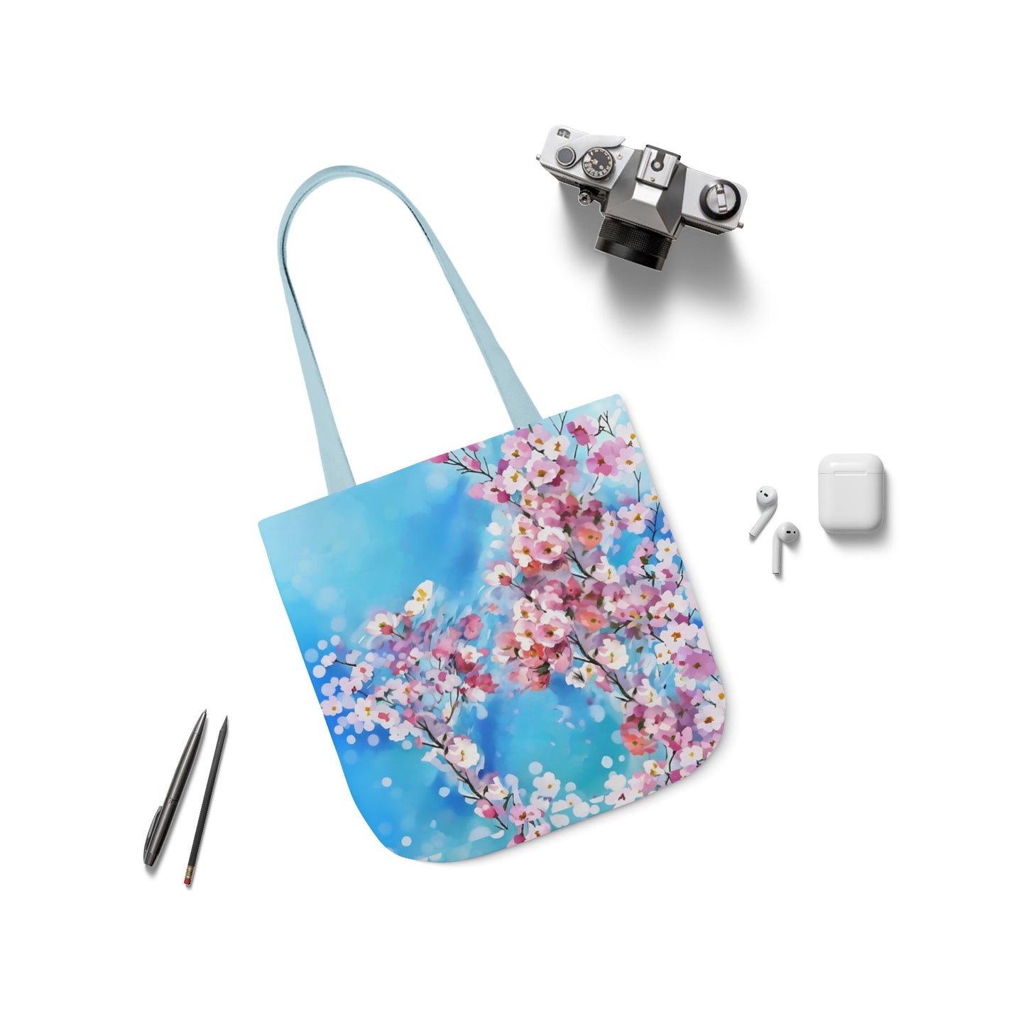 Colorful FairyHill Studio Sakura flowers Canvas Tote Bag - Perfect for Beach Days, Eco-Friendly Shopping, and Summer Fun!