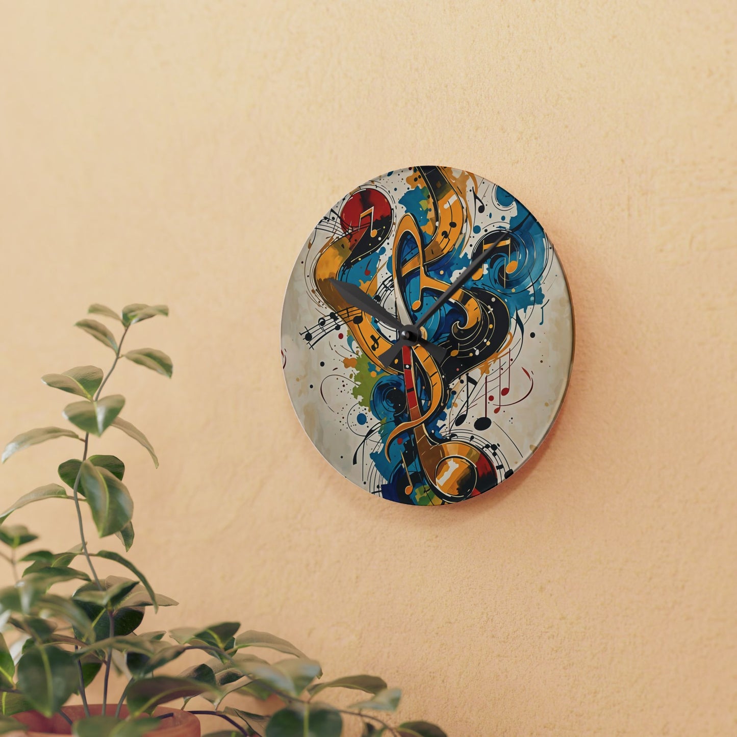 Music Notes Acrylic Wall Clock