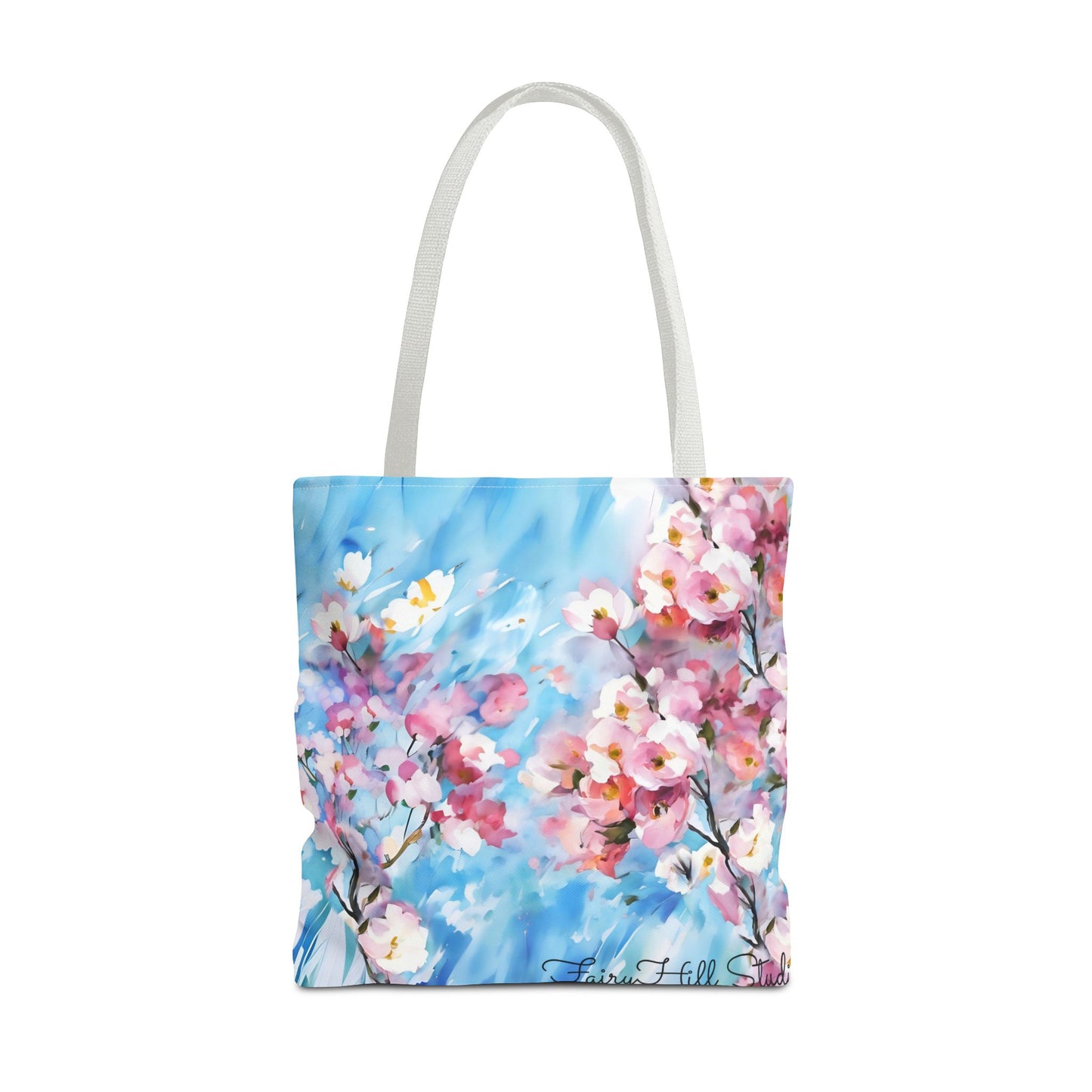 Canvas Tote Bag with Floral Cherry Blossom Design