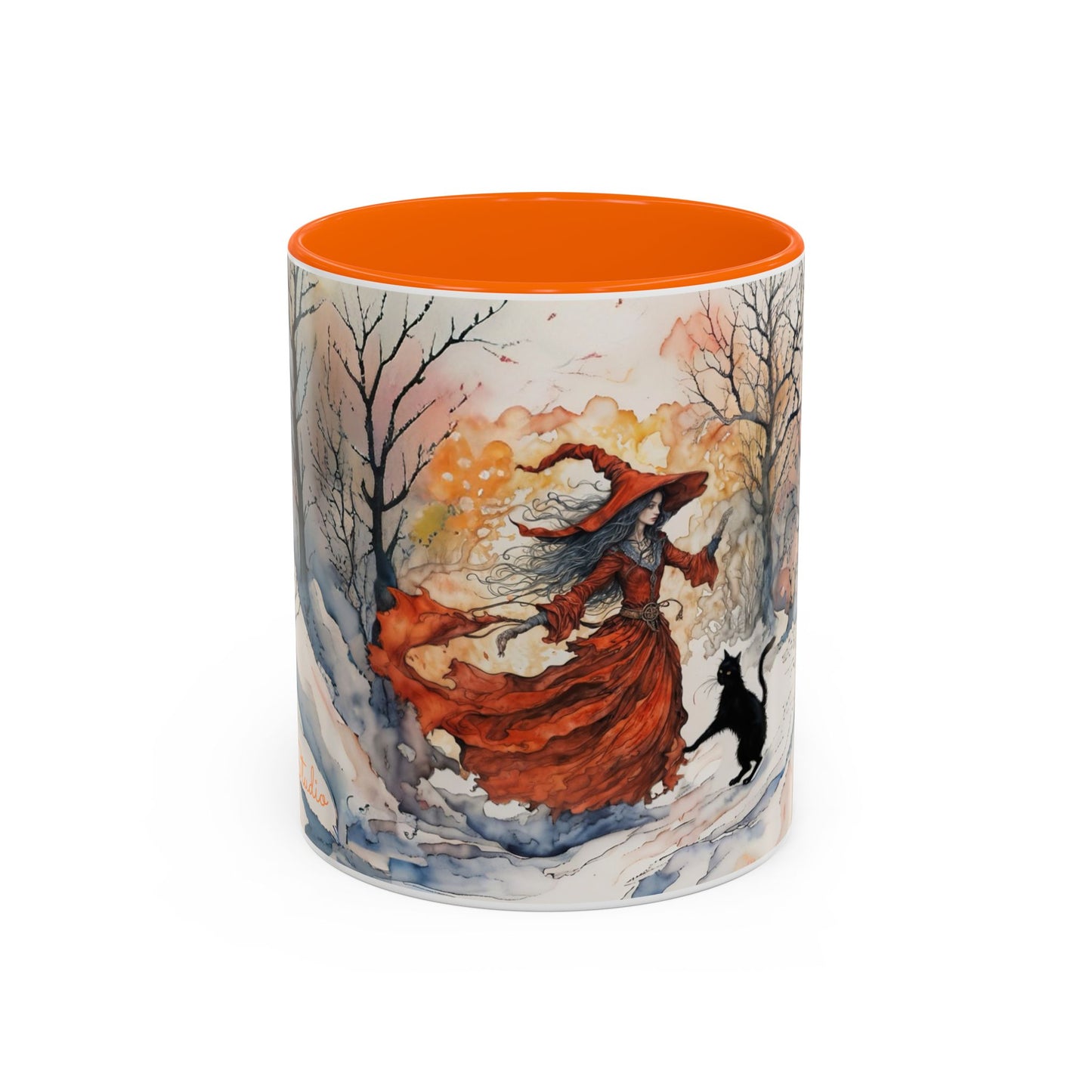 Accent Crimson witch and black cat Coffee Mug (11, 15oz)