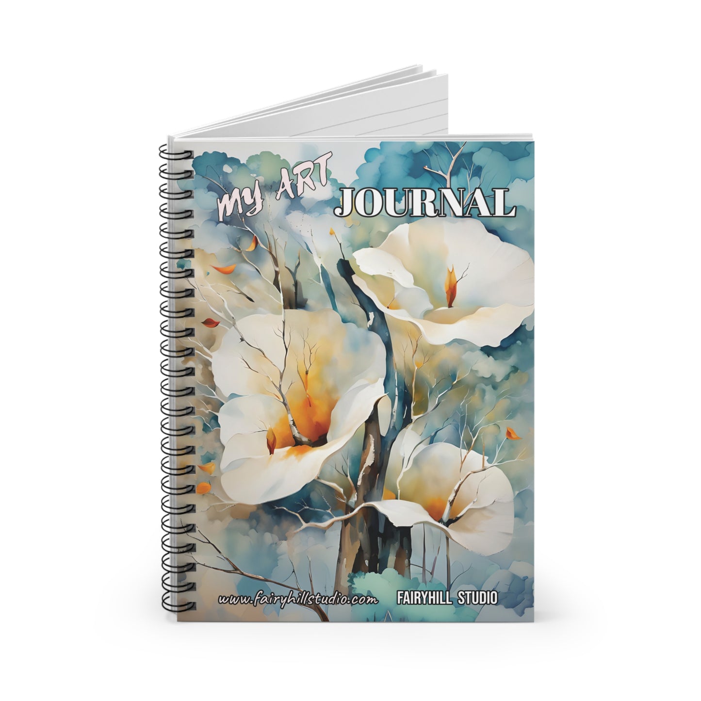 Art Journal Spiral Notebook - Ruled Line with Calla Lilies Watercolor Art by Fairyhill Studio