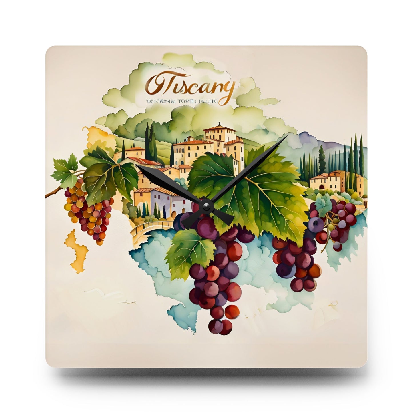 Grapes Watercolor Acrylic Wall Clock