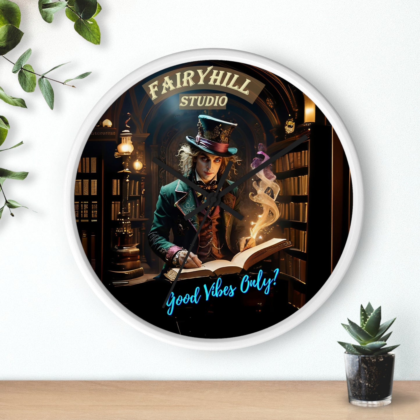 Fairy Hill Studio" Good Vibes Only"  Wall Clock