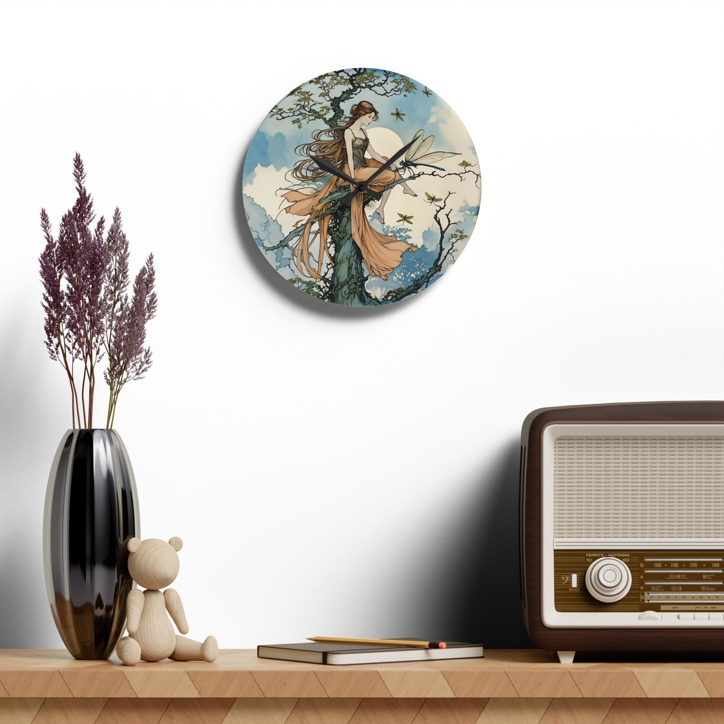 Acrylic Wall Clock Fairy and the Dragonfly