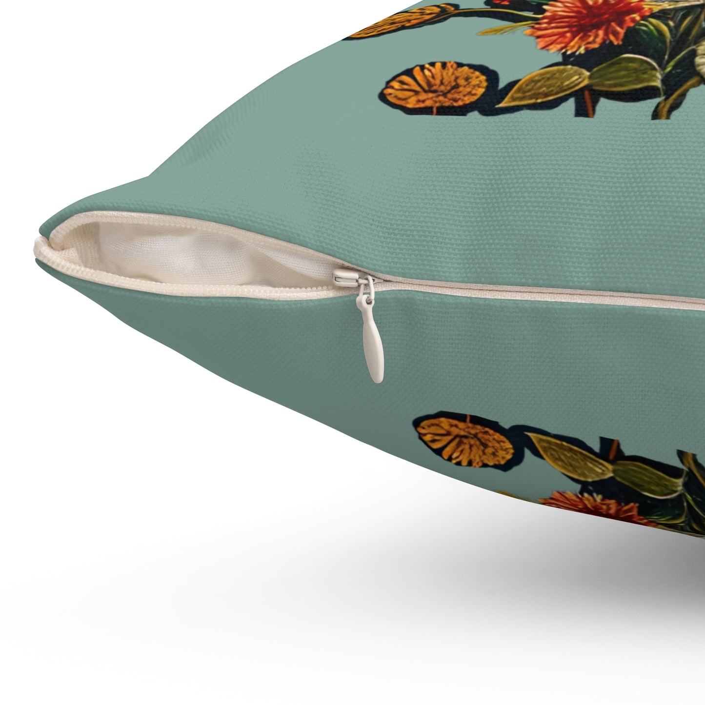 Square Pillow - Dragonflies on a Blue Pond with flowers Art by Fairyhill Studio