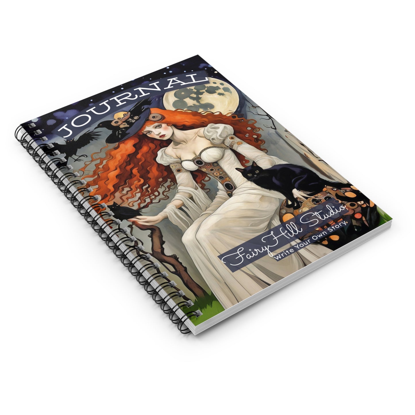 Spiral Notebook - Halloween Witch & Black Cat