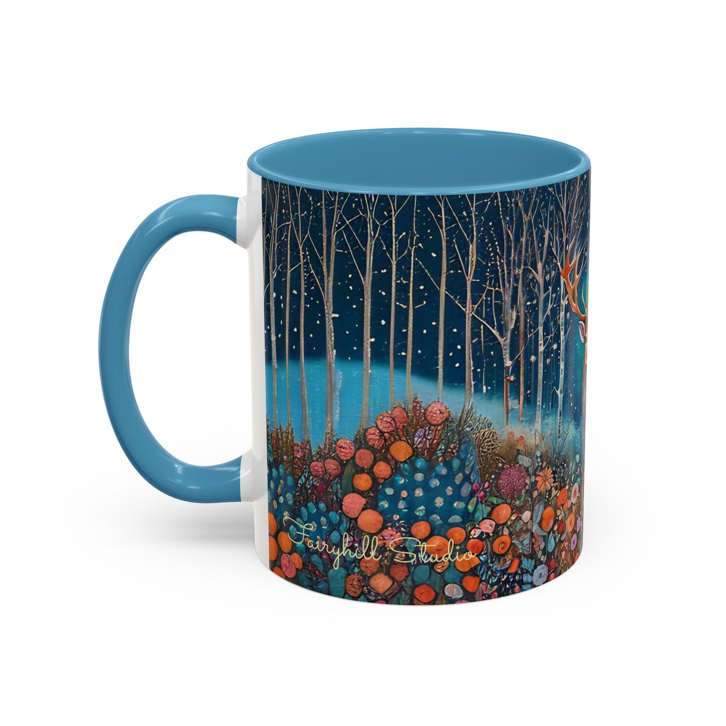 Mug - Boho Winter Deer in Snow Red Coffee Mug for the Holidays