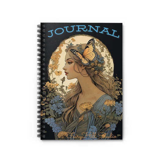 Spiral Notebook/Girl with a Butterfly /FairyHill Studio Journal Ruled Line Journal