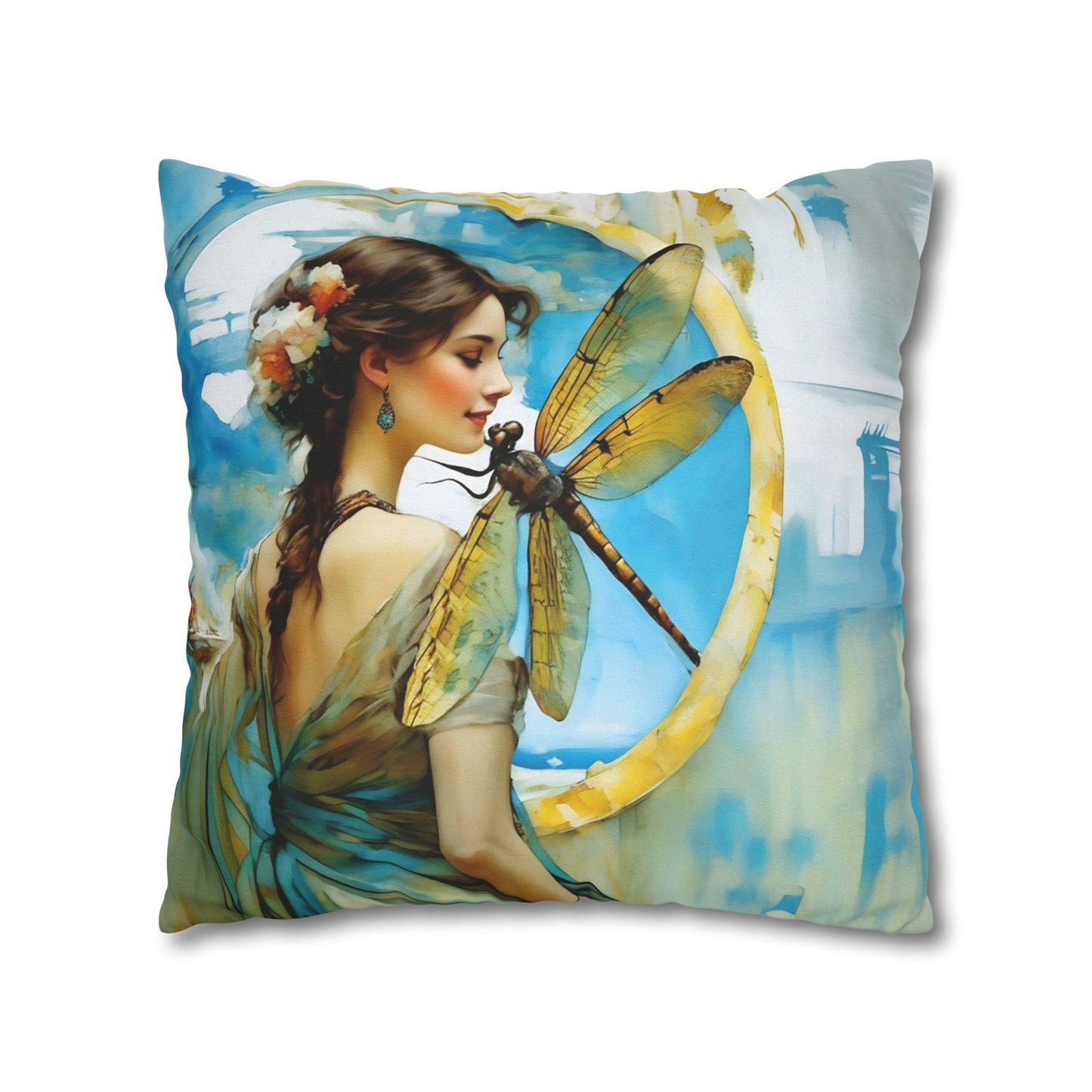 Elegant Dragonfly Art Pillowcase | Decorative Cushion Cover, Home Decor, Gift Idea, Bohemian Style, Christmas Decoration