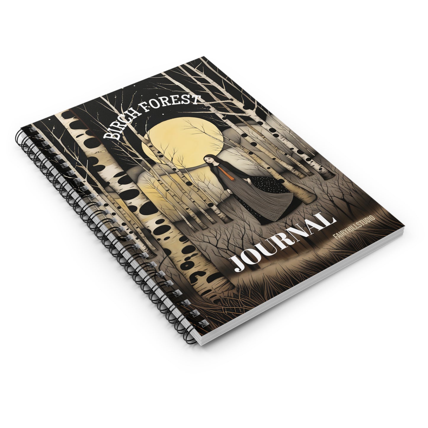 Journal Midnight Birch Forest Woman Customized Gift Notebook